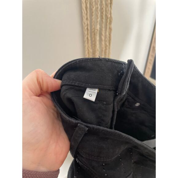 Loft Black Denim Midi Skirt Size 0 Sparkle Pinstripe Holiday Party - Picture 10 of 11